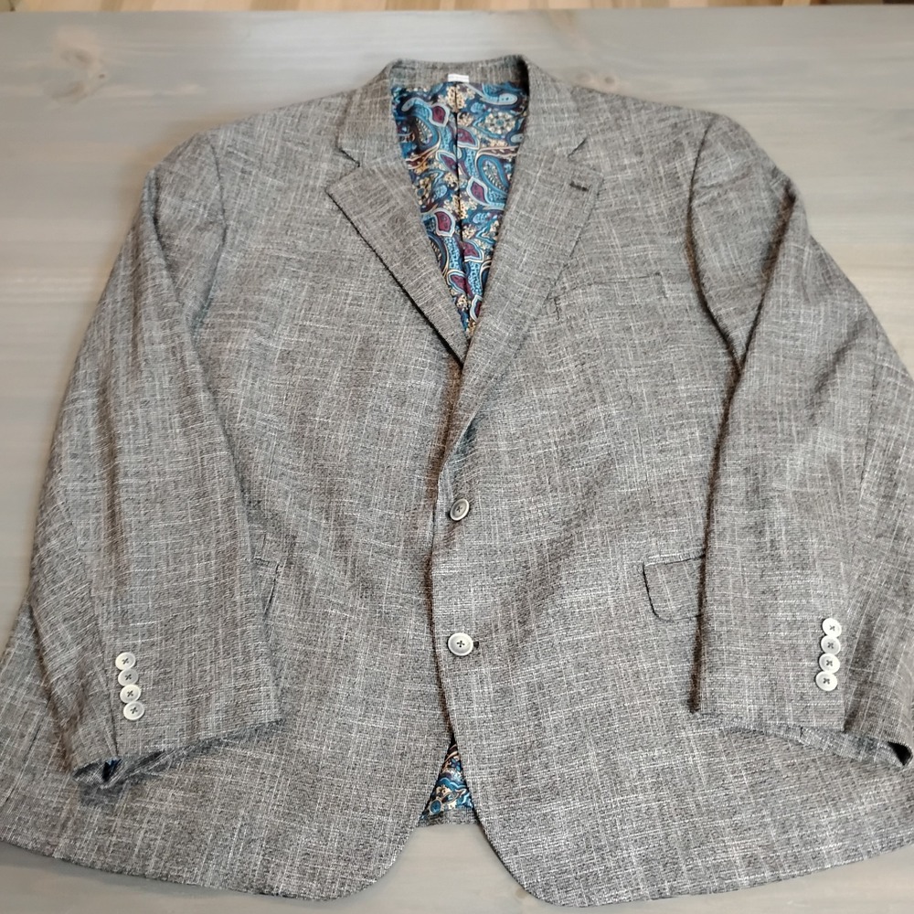 Men's Gray Textured Sport Coat with Paisley Lining
